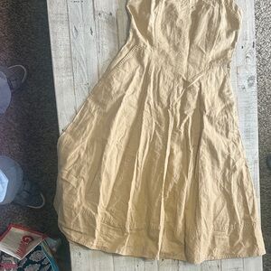 Banana Republic Light Beige Midi Sundress with V-Neck